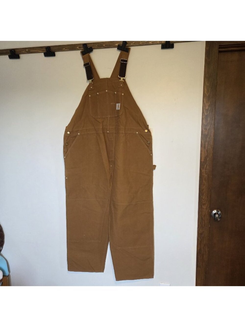 Carhartt R01 Brown Double Knee Duck Bib Overall Size Men's 50x30